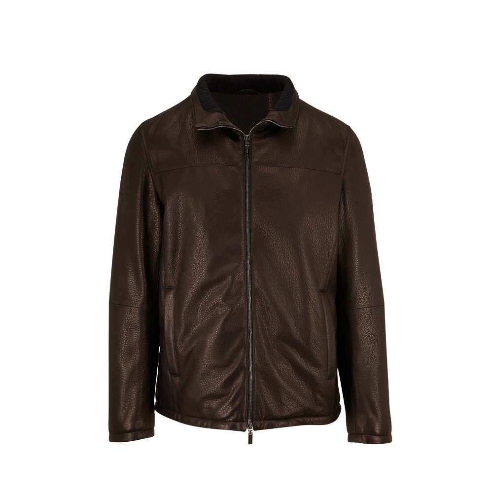 人気の春夏 Gimos - Black Pebbled Leather Down Jacket | Mitchell Stores ジャケット・アウター