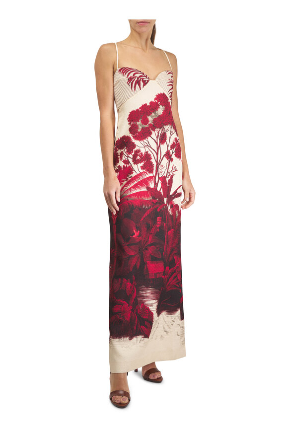 Johanna Ortiz Plentiful Qualities Red & Ecru Print Maxi Dress - view 2