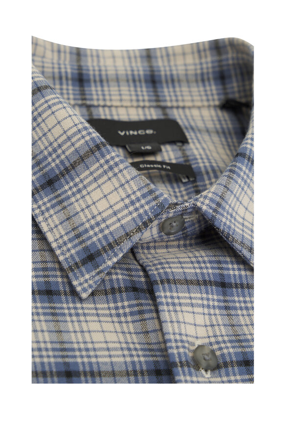 Vince - Oceanic Beluga Blue Plaid Shirt