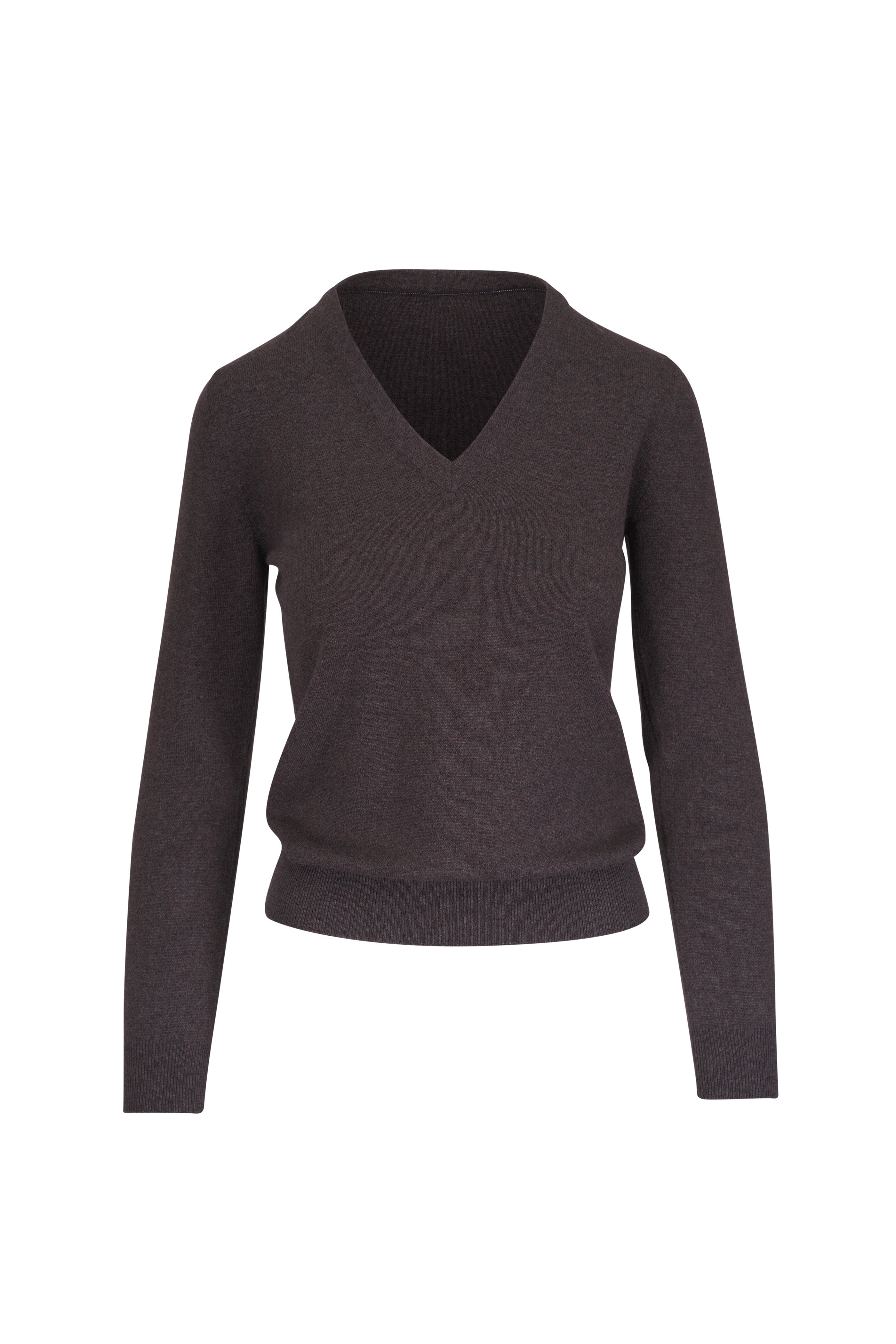 Brunello Cucinelli - Brown 2 Ply Cashmere V-Neck Sweater