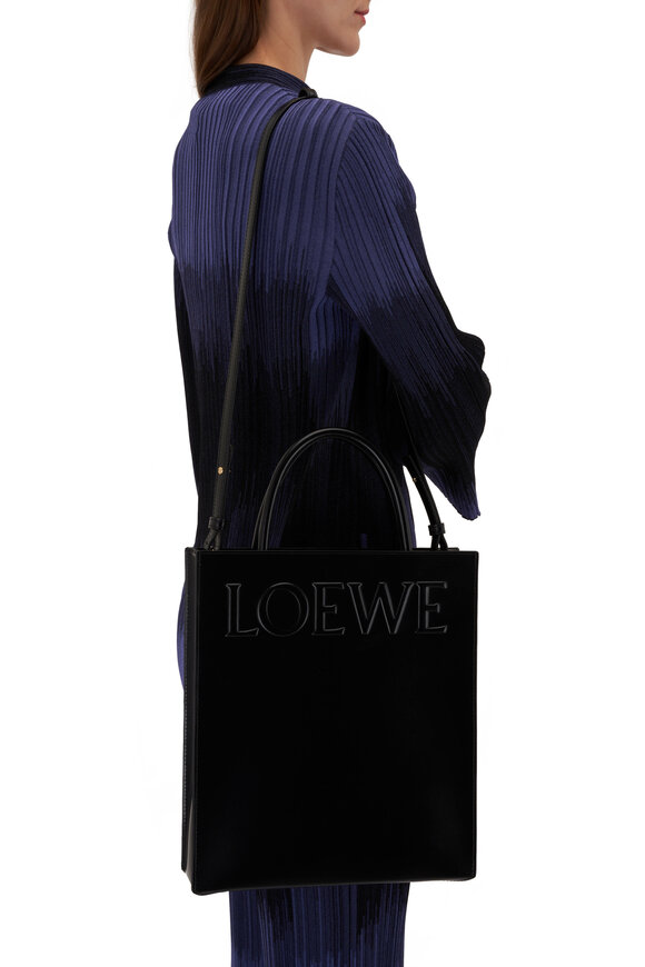 Loewe - Black A4 Logo Leather Tote Bag 