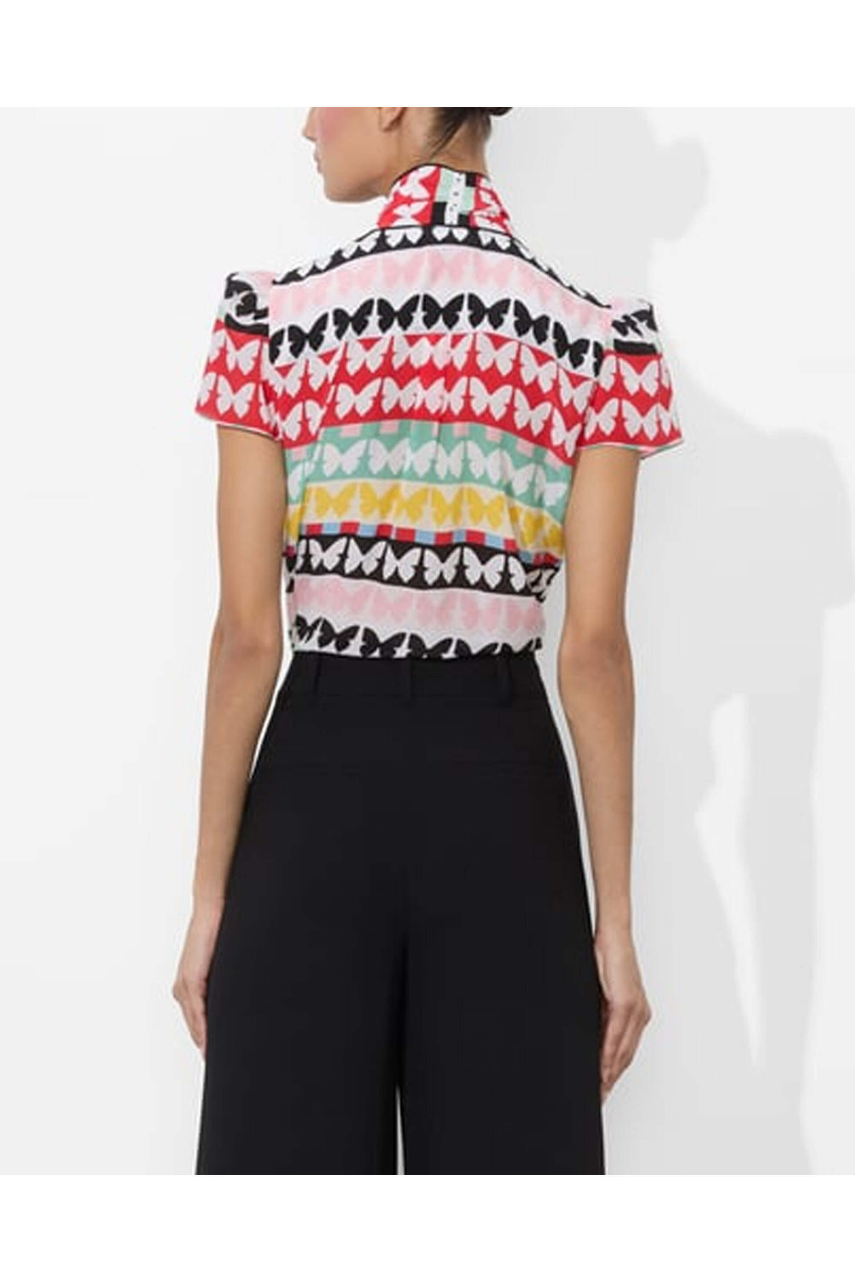 Alice & Olivia - Flutters Jeannie Button Up Bow Blouse