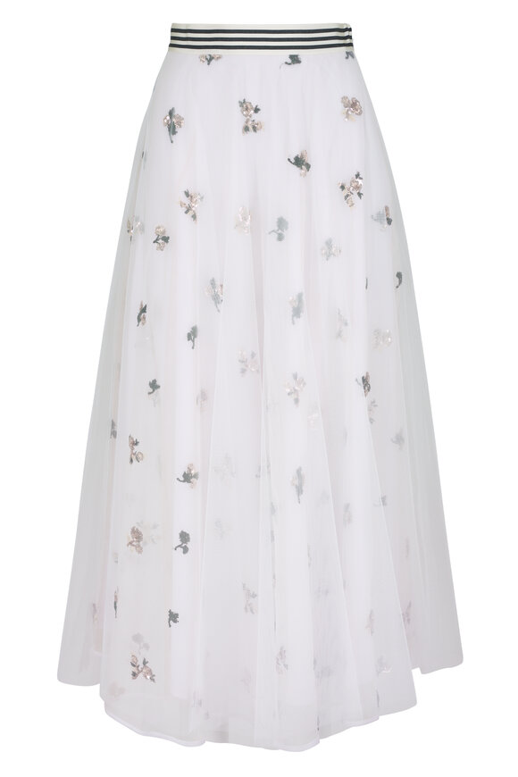 Talbot Runhof Cream Tulle Maxi Skirt