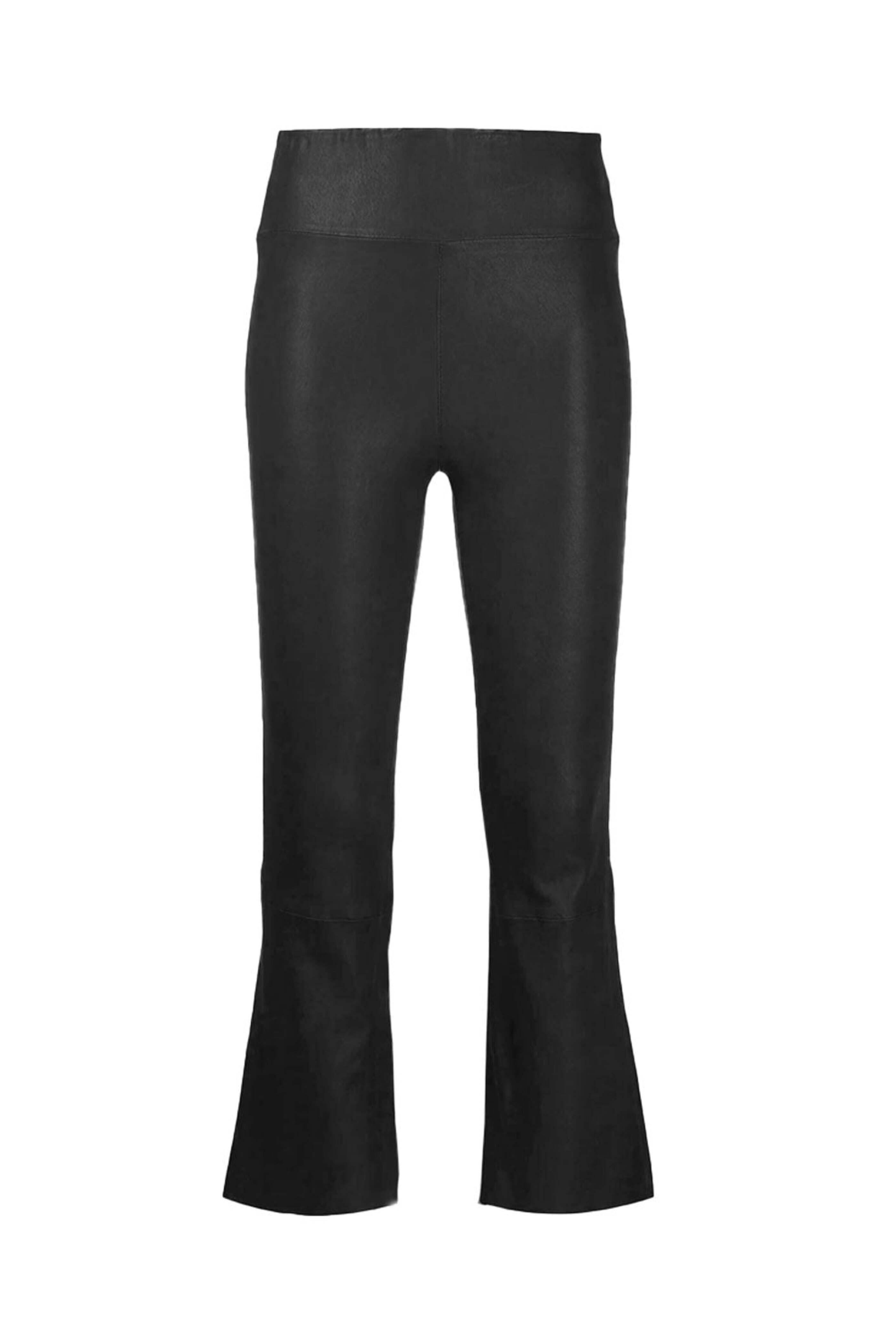 SPRWMN - Black Leather Crop Flare Leggings