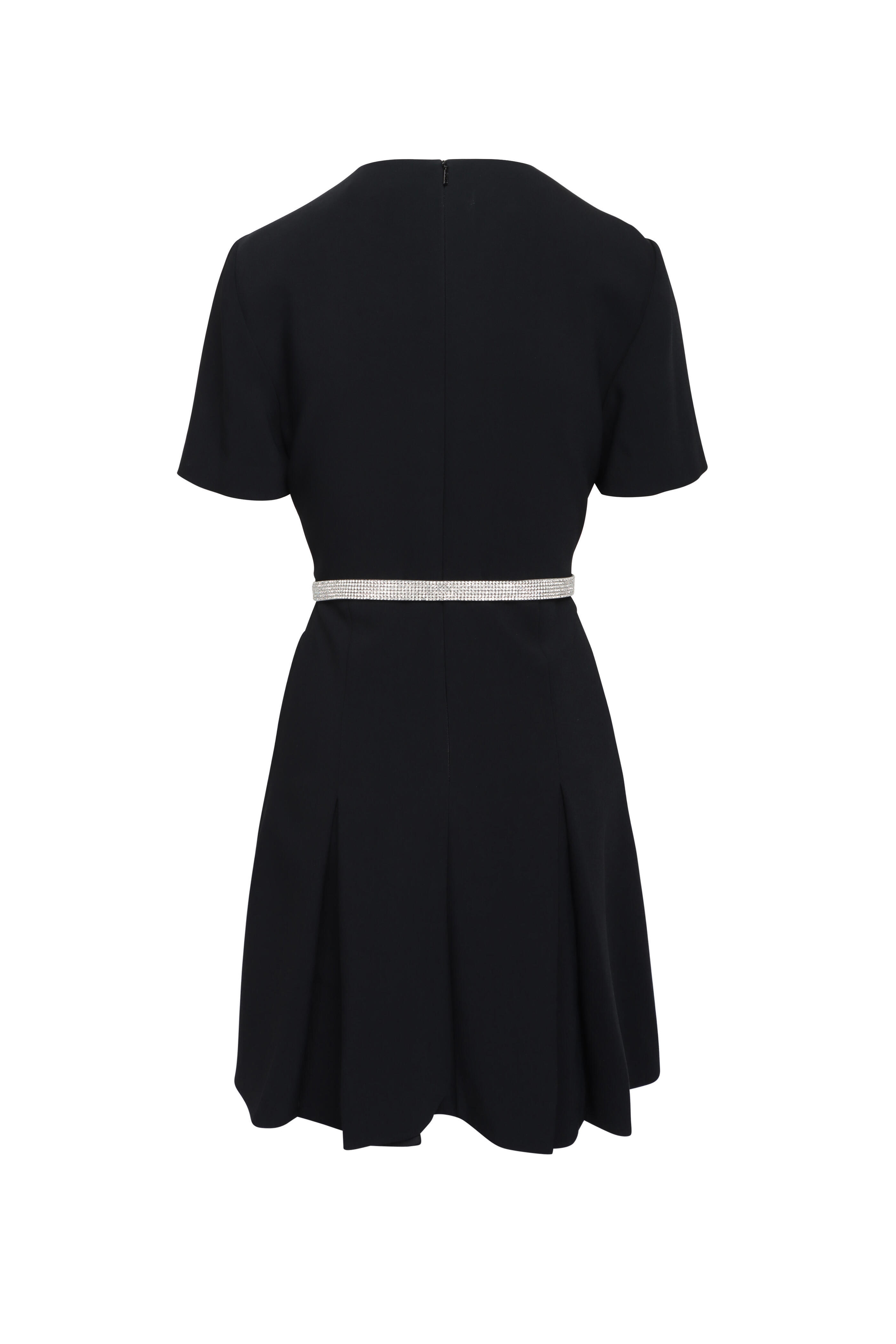 Versace - Black Crystal Bow Belted Mini Dress