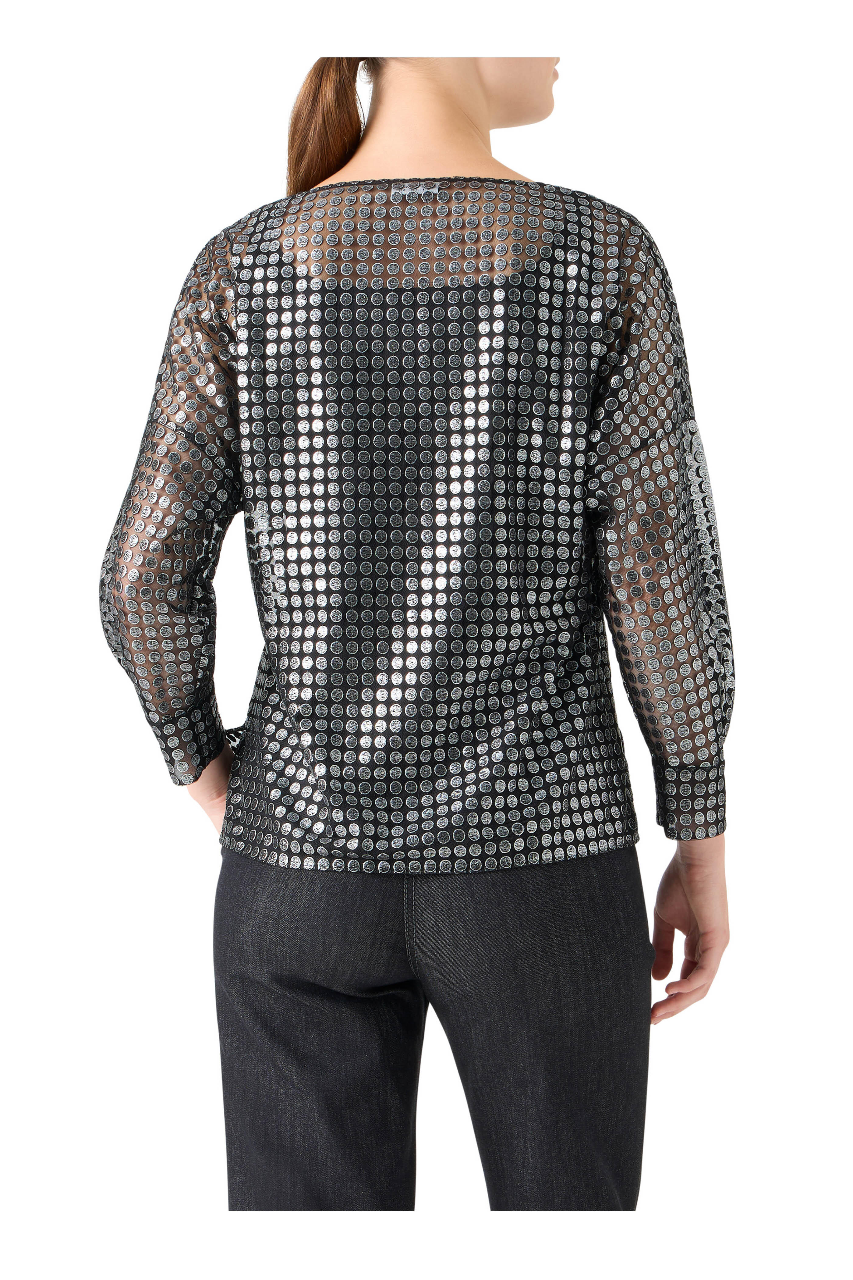 Akris Punto - Brushed Steel Metallic Dot Embroidered Blouse