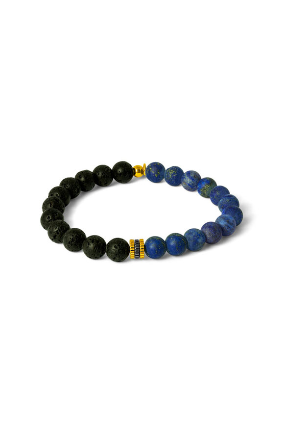 Tateossian - Gear Trio Lava & Blue Lapis Beaded Bracelet