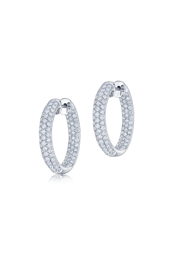Kwiat 18k White Gold Moonlight Pave Diamond Hoops