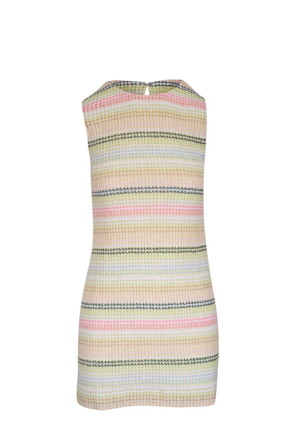 Missoni Light Green, White & Salmon Knit Mini Dress