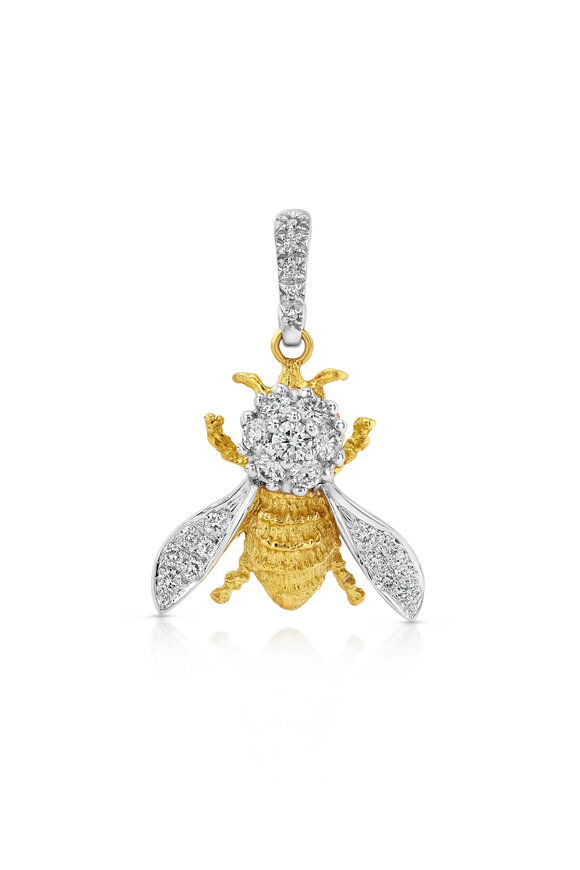 Aaron Henry Two Tone Gold Diamond Abstract Bee Pendant - view 1