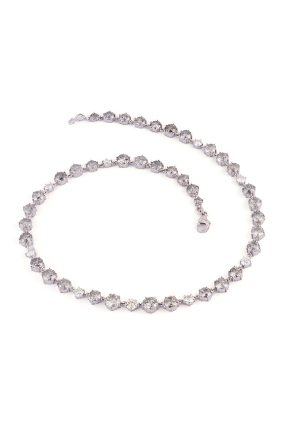 Sylva & Cie 18k White Gold Grey Diamond Necklace