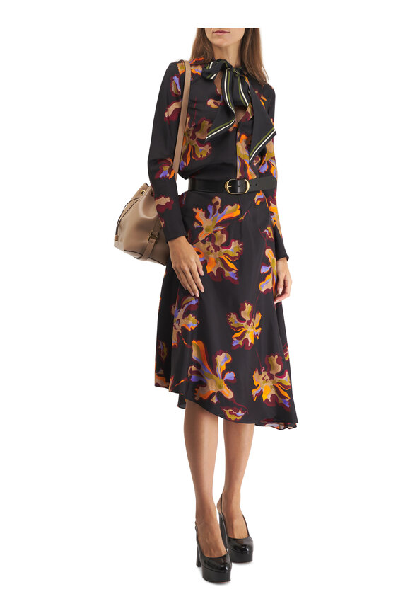 Dorothee Schumacher - Floral Seductive Black Floral Silk Dress 