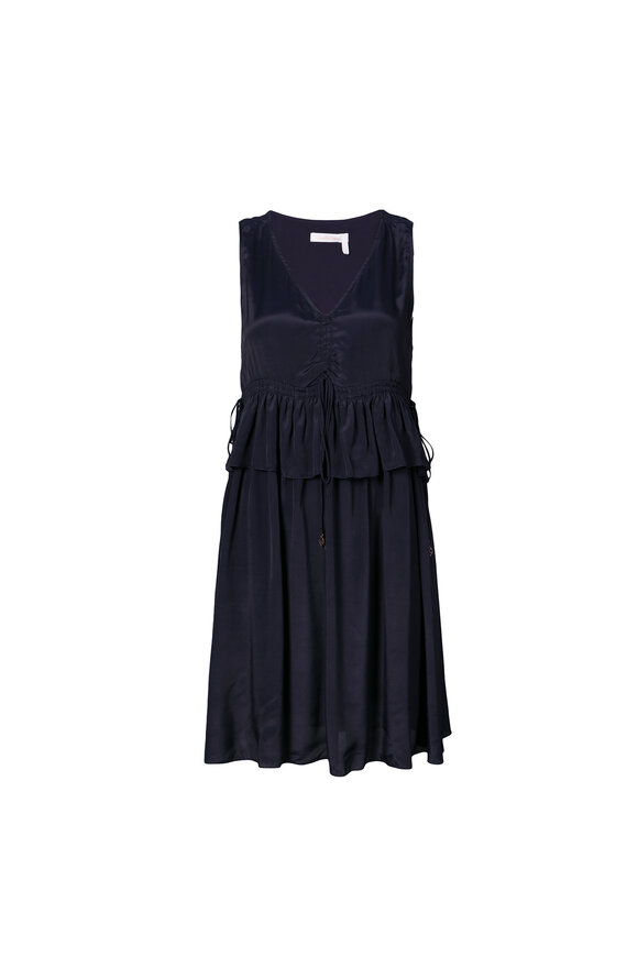See by Chloé - Navy Ruffled Sleeveless Dress