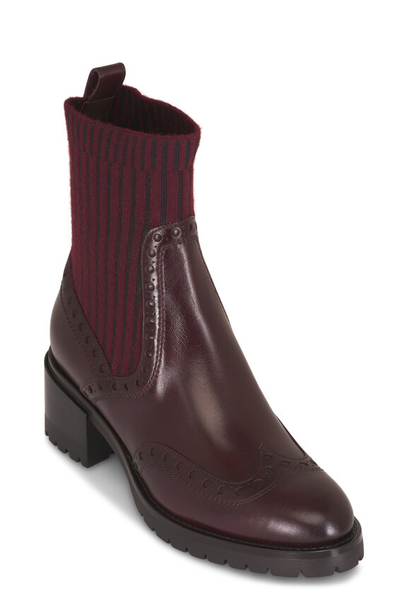 Santoni Ferret Burgundy Leather Short Boot, 50mm - view 1