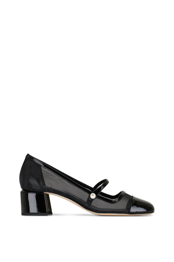 Jimmy Choo - Elisa Black Patent Leather & Mesh Pump, 45mm