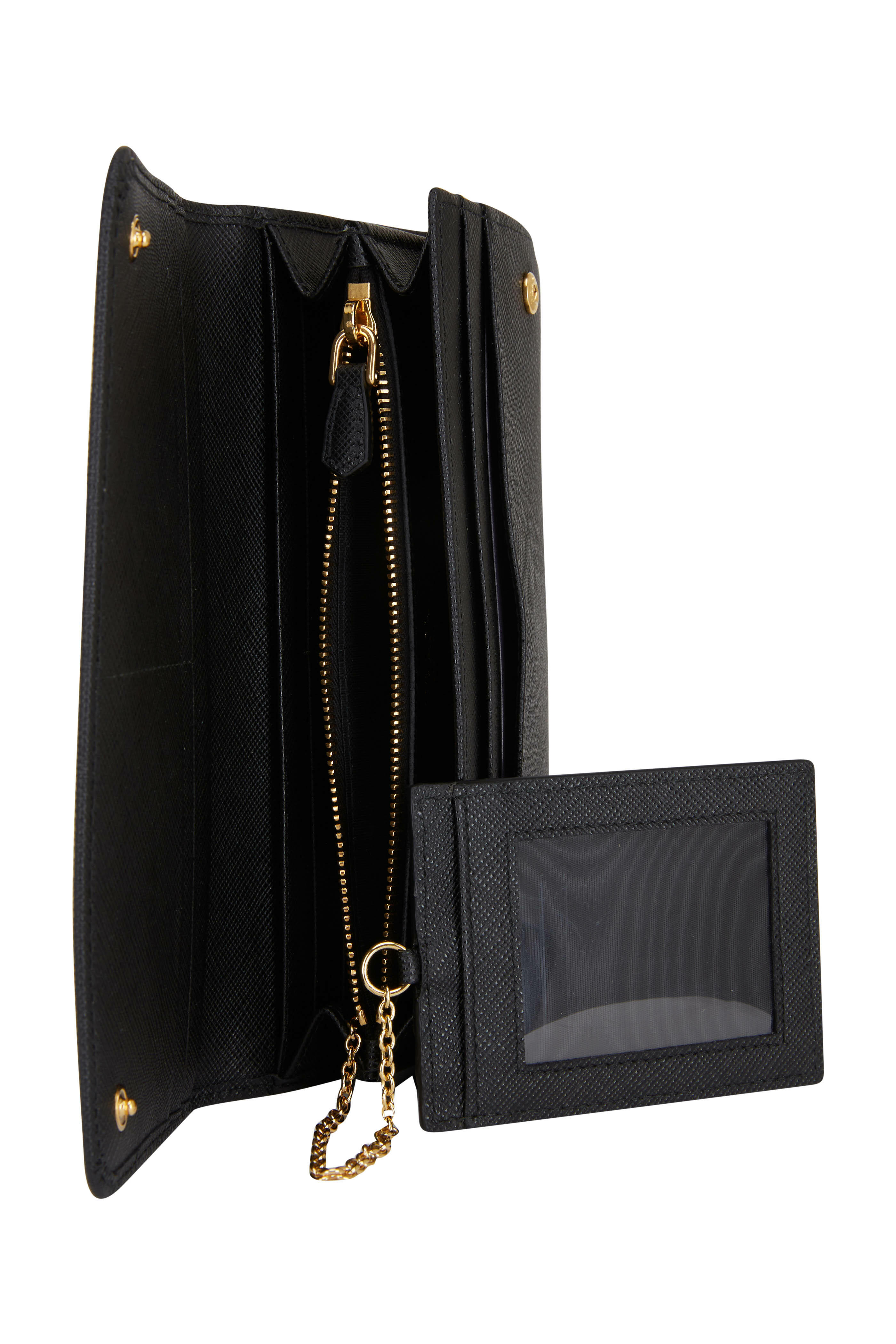 Prada Saffiano Black Wallet on Chain