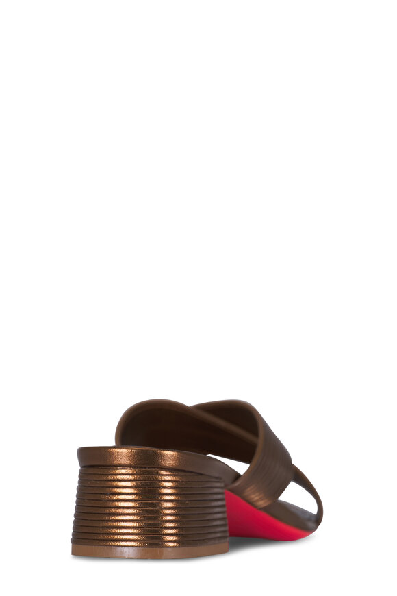 Santoni Serpentine Gold Leather Sandal, 35mm - view 3