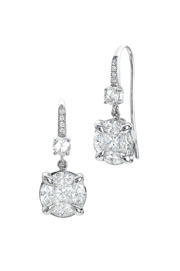 Nam Cho 18K White Gold Diamond Dangle Earrings