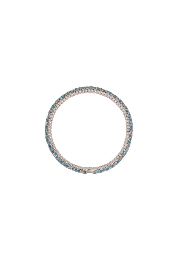 ZYDO 18k White Gold Blue Topaz Domed Stretch Bracelet - view 4