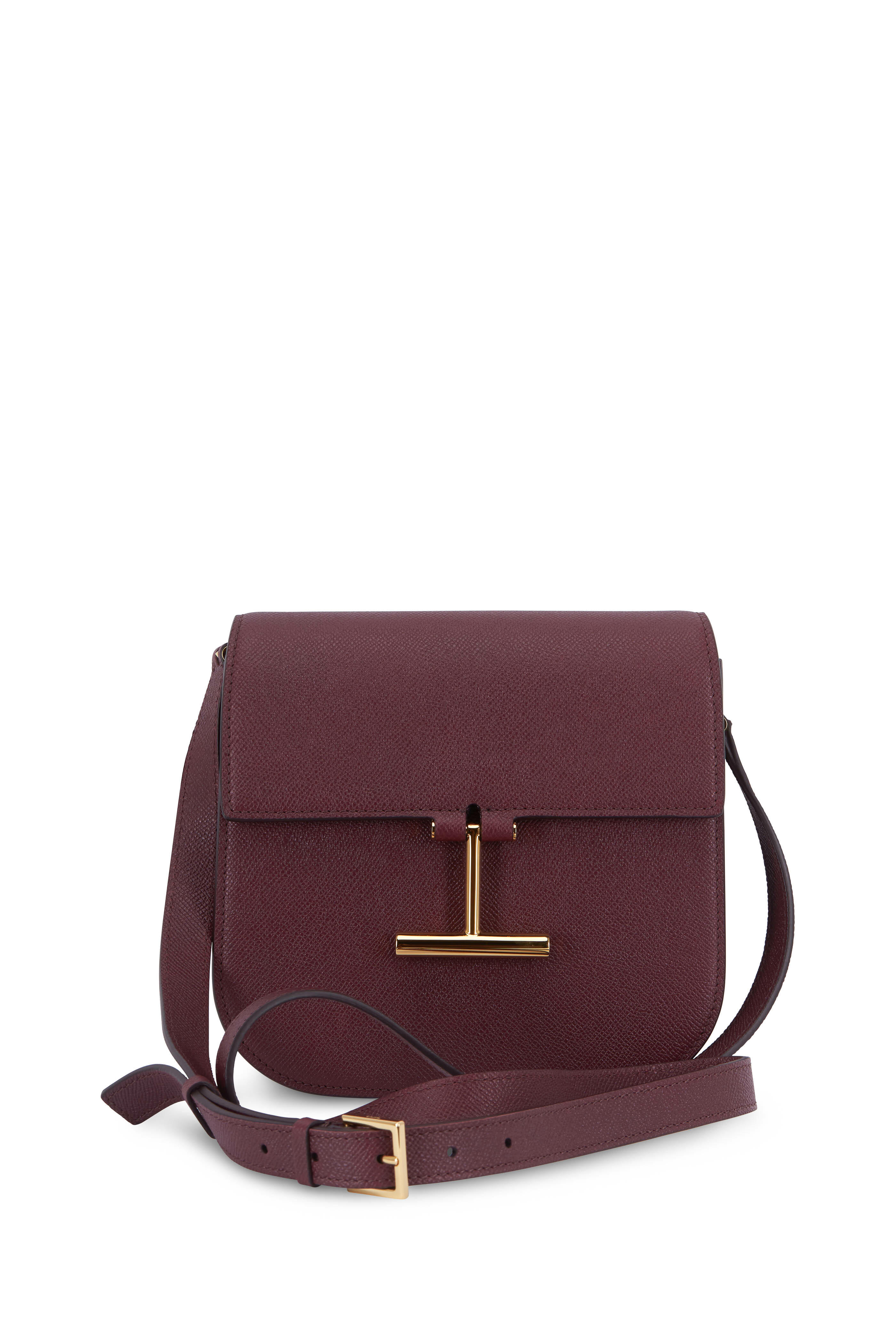 Tom Ford - Tara Bordeaux Leather T Clasp Mini Crossbody
