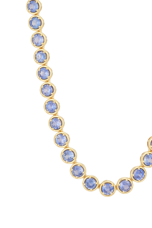 Sutra 18k Yellow Gold Blue Sapphire Link Necklace - view 2
