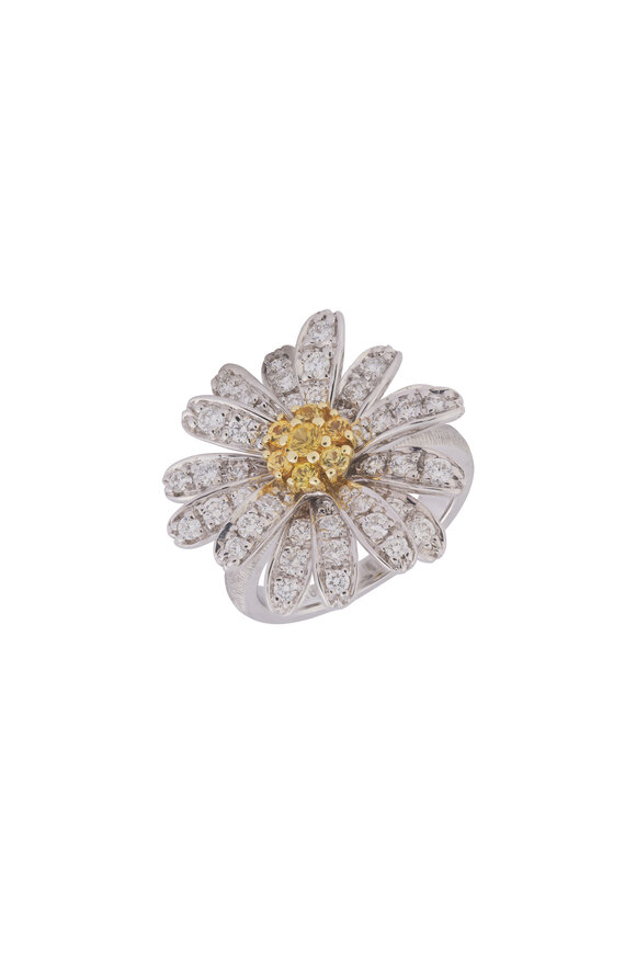 Aaron Henry 18k Mixed Gold Diamond Small Daisy Earring