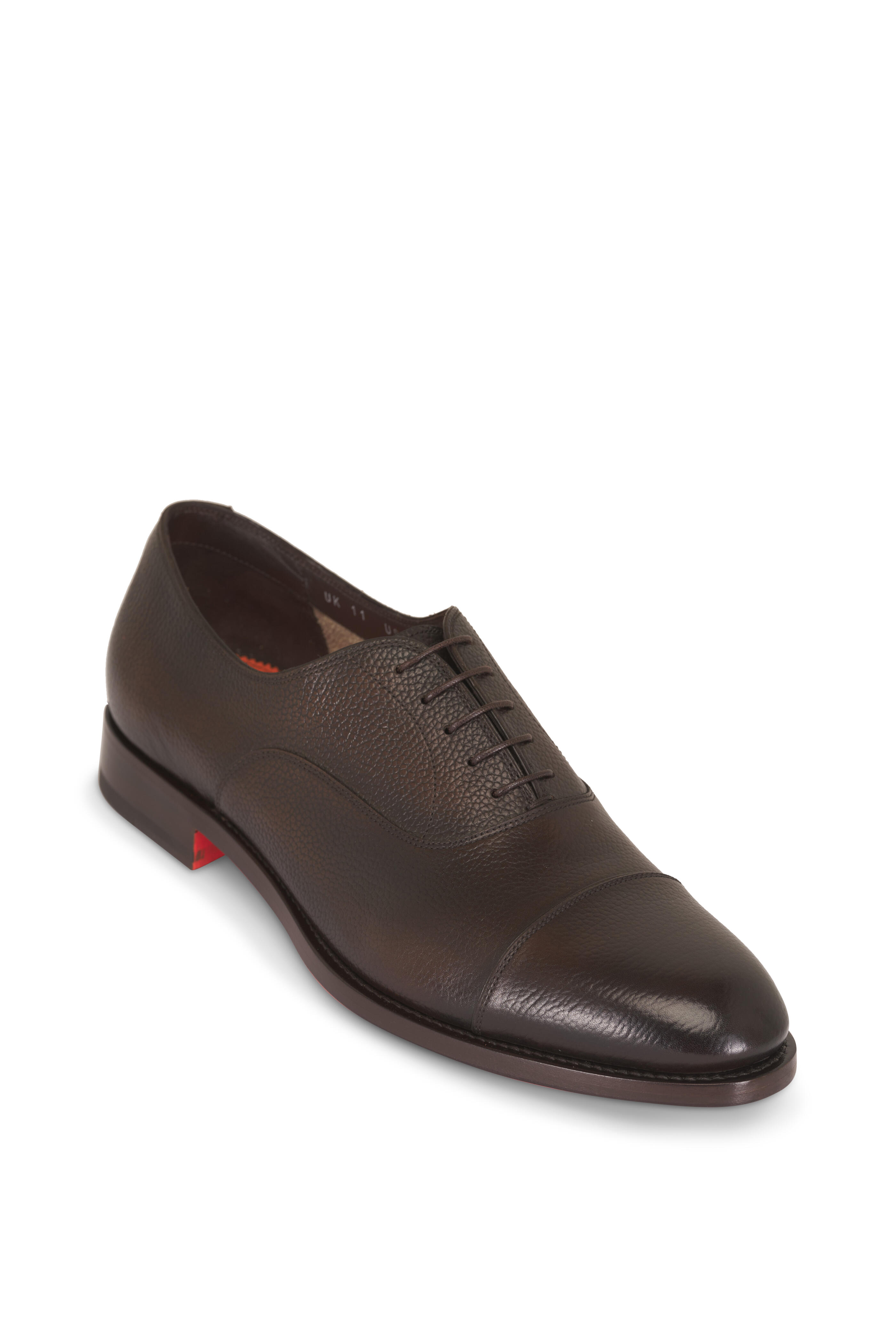 Santoni - New Linger Dark Brown Leather Dress Shoe
