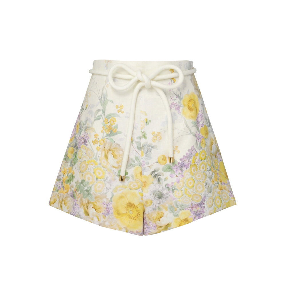 ショーツ ZIMMERMANN SILK AND COTTON BLEND SHORTS ZIMMERMANN Belted printed silk and cotton-blend twill shorts