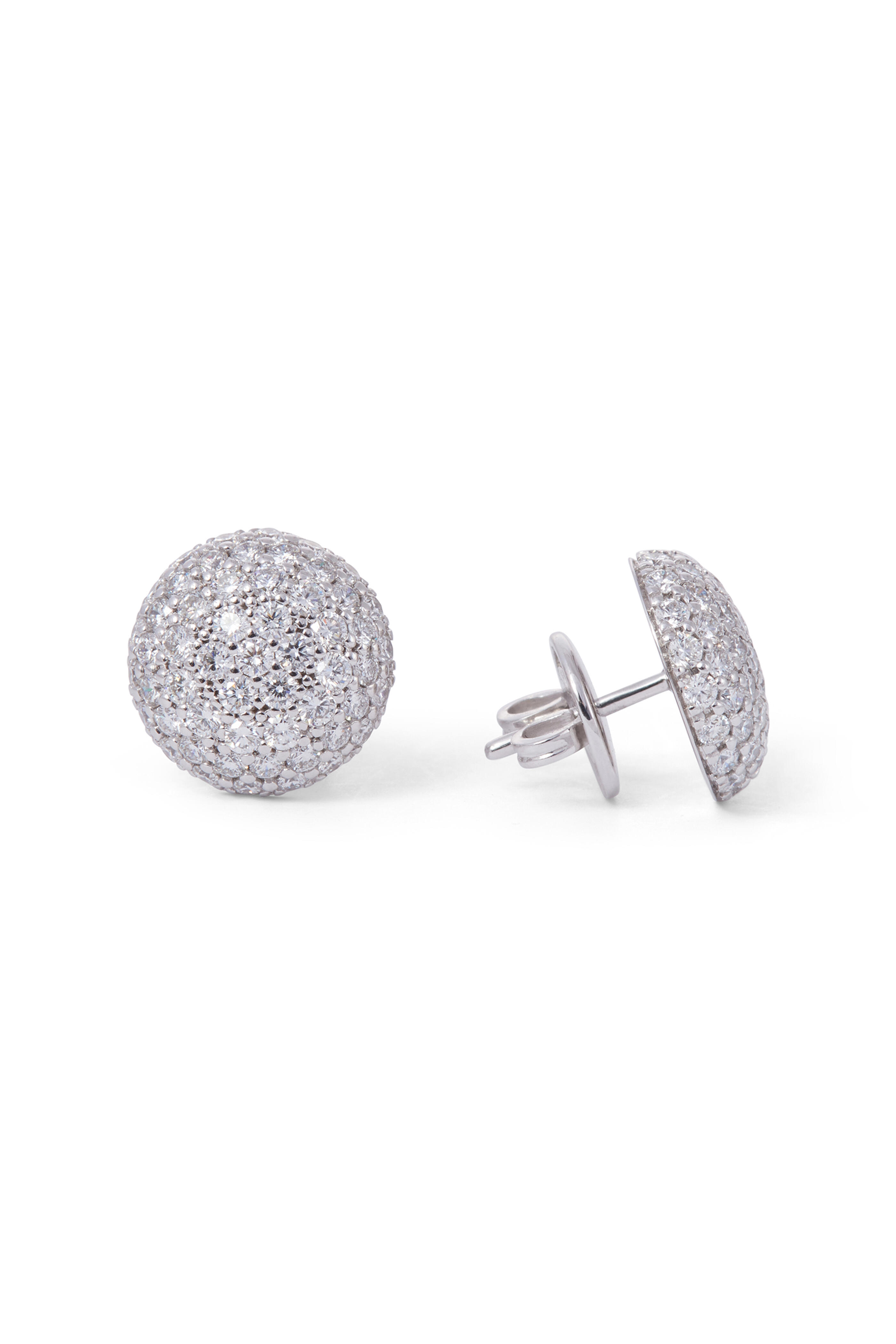 Sidney Garber - 18k White Gold Perfect Pave Button Earring