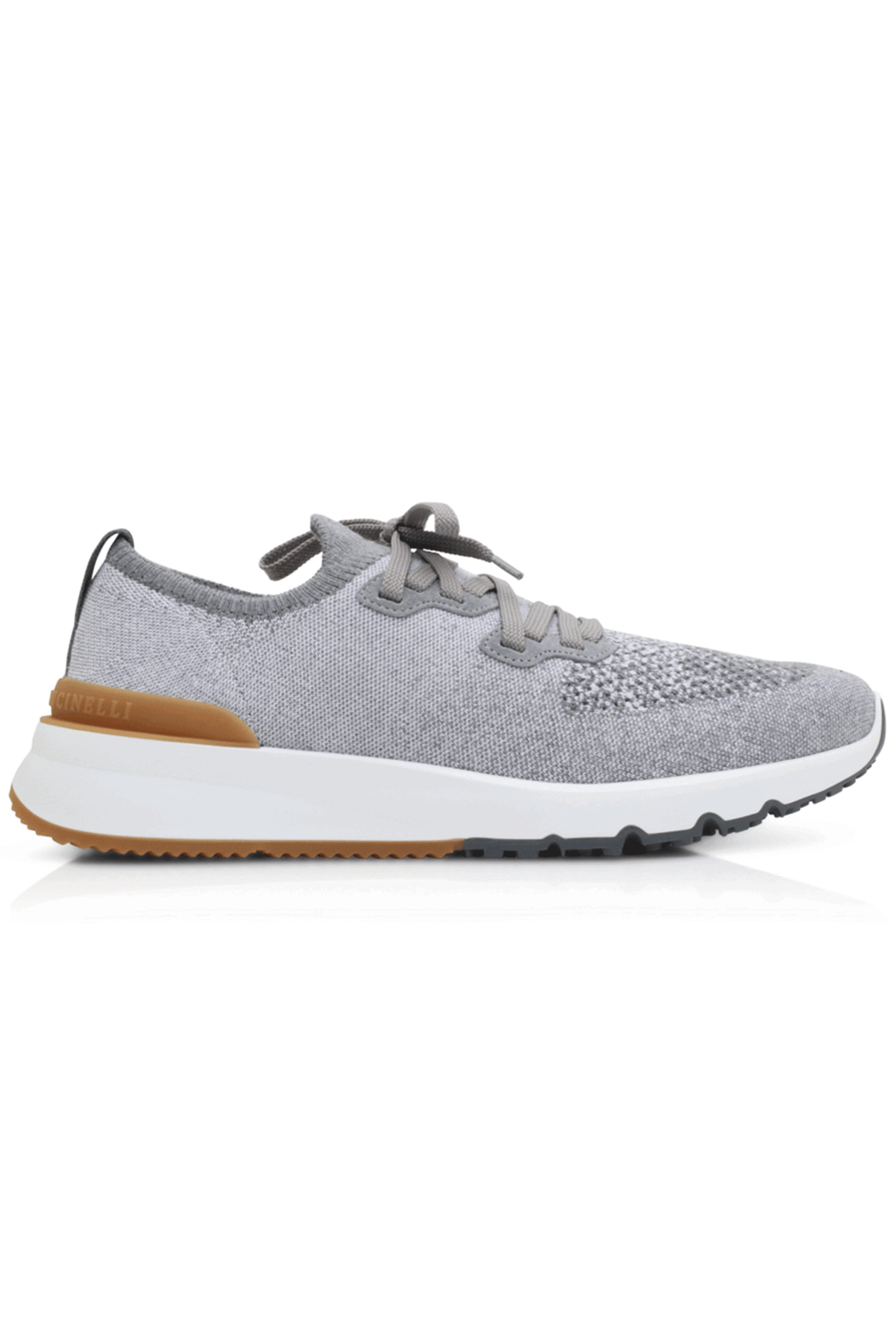 スニーカー BRUNELLO CUCINELLI Shiny Tab sneakers Gray Brunello Cucinelli - Knit Sneaker in Grey and White