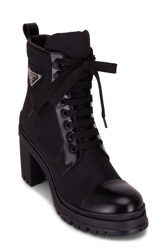 Prada - Black Lug Sole Combat Boot, 55mm