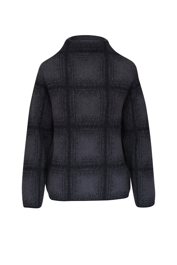 Vince Shadow Plaid Heather Gray Sweater