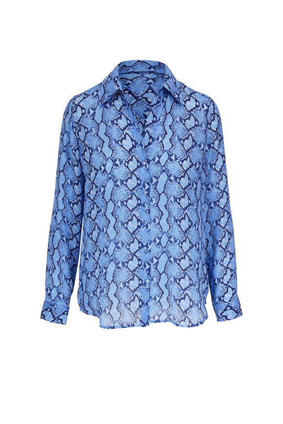 L'Agence - Nina Blue Paloma Snake Print Blouse