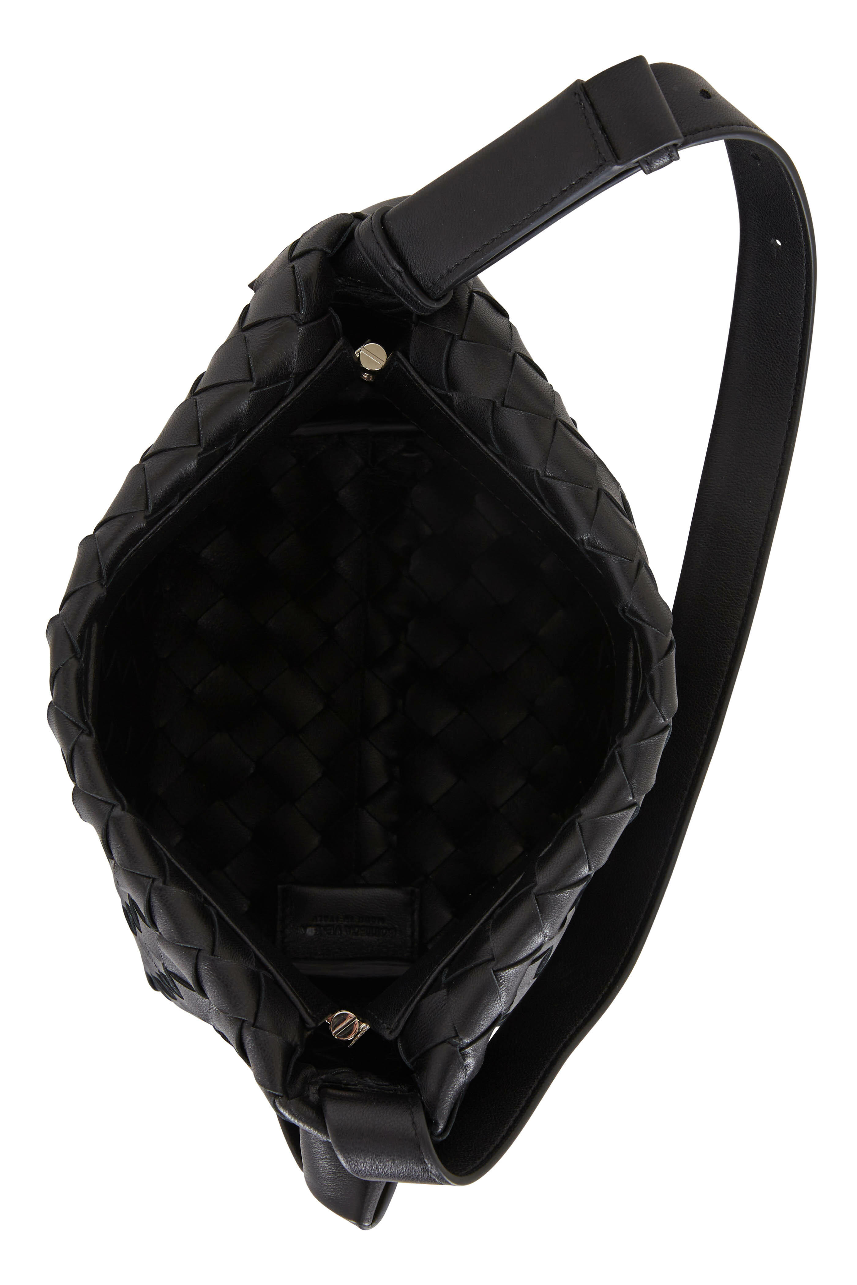 Bottega Veneta - Black Intrecciato Leather Shoulder Bag