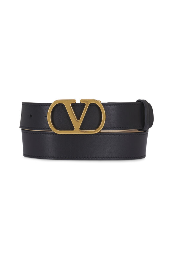 Prada - Vernice Black Patent Leather Logo Buckle Belt