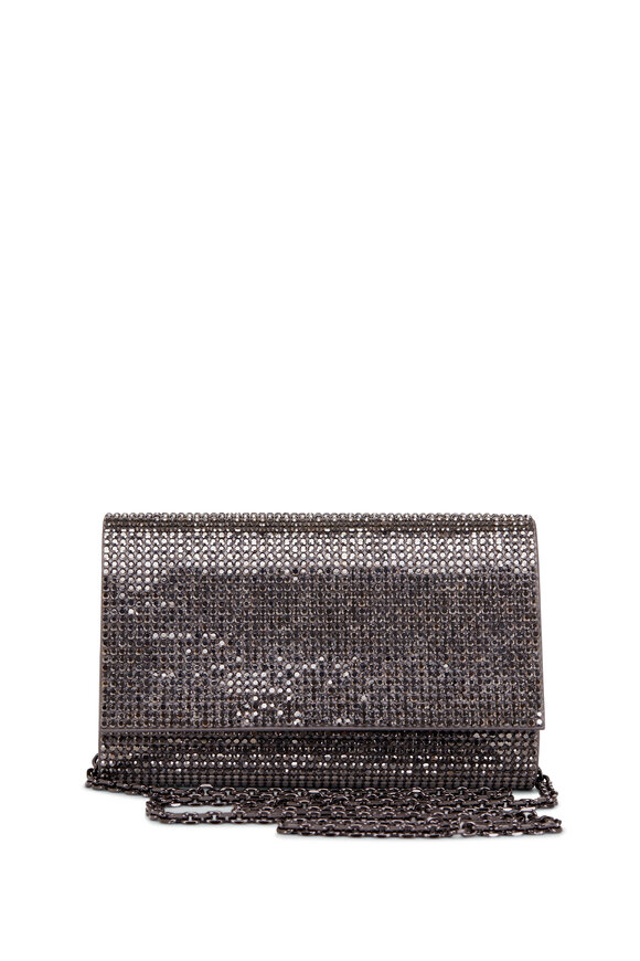 Judith Leiber Couture Fizzy Hematite Crystal Bead Chain Clutch