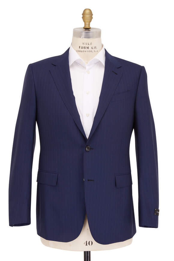 Zegna - 14 Milmil 14 Navy Striped Wool Suit