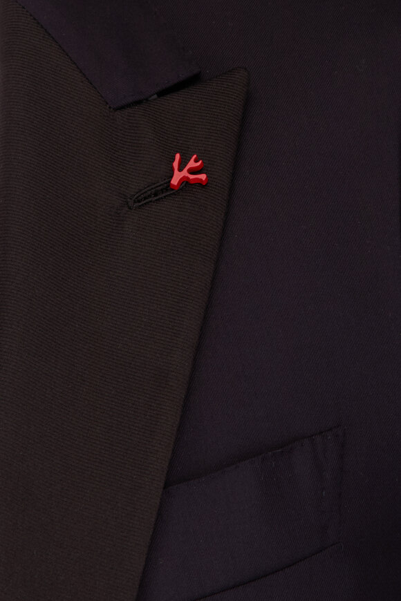 Isaia Navy Blue Peak-Lapel Wool Tuxedo - view 3