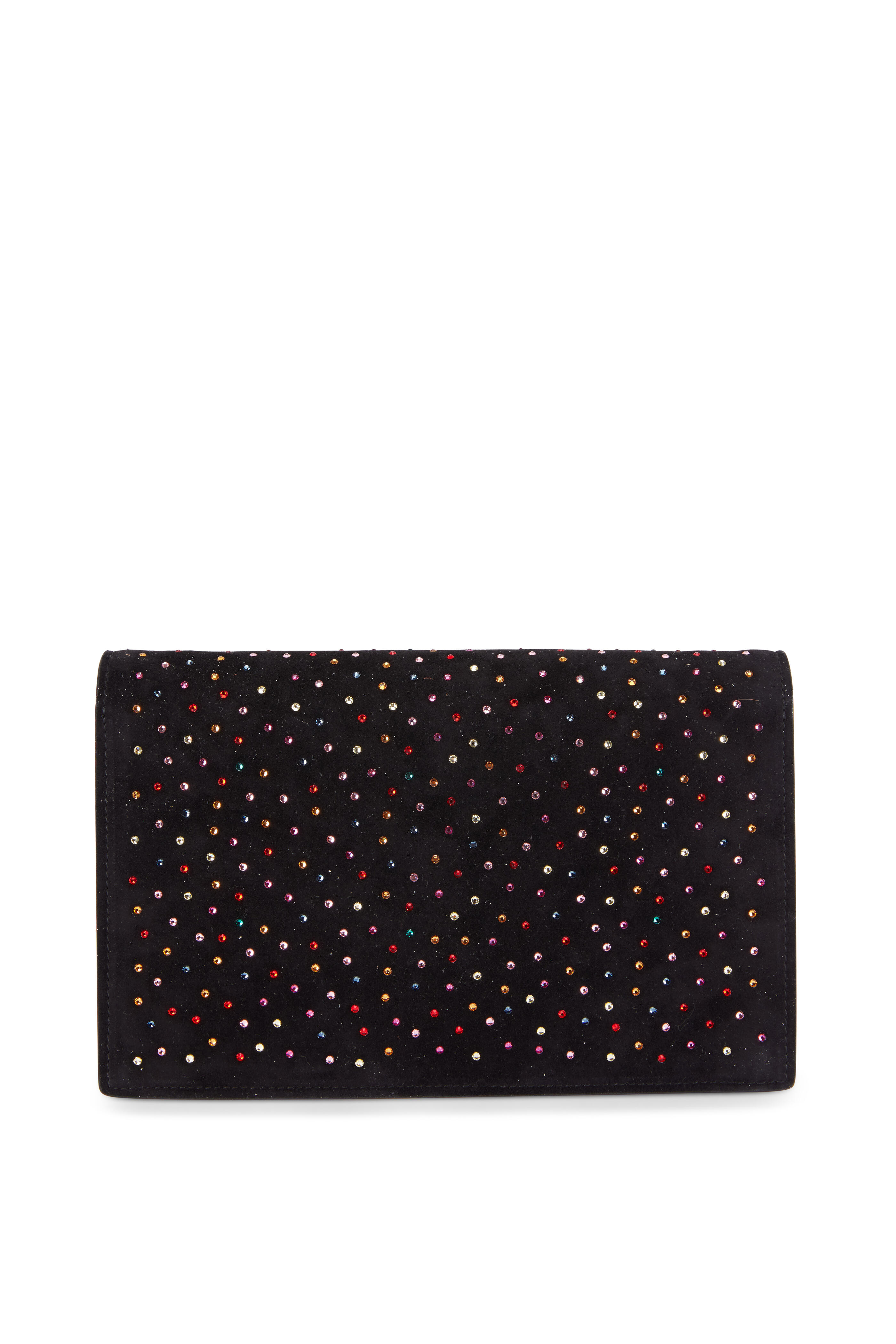 Jimmy Choo - Florence Black Suede Multicolor Crystal Clutch