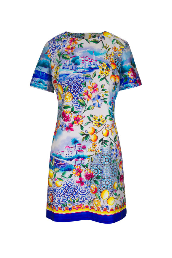Rani Arabella Blue Print Short Shift Cotton Dress