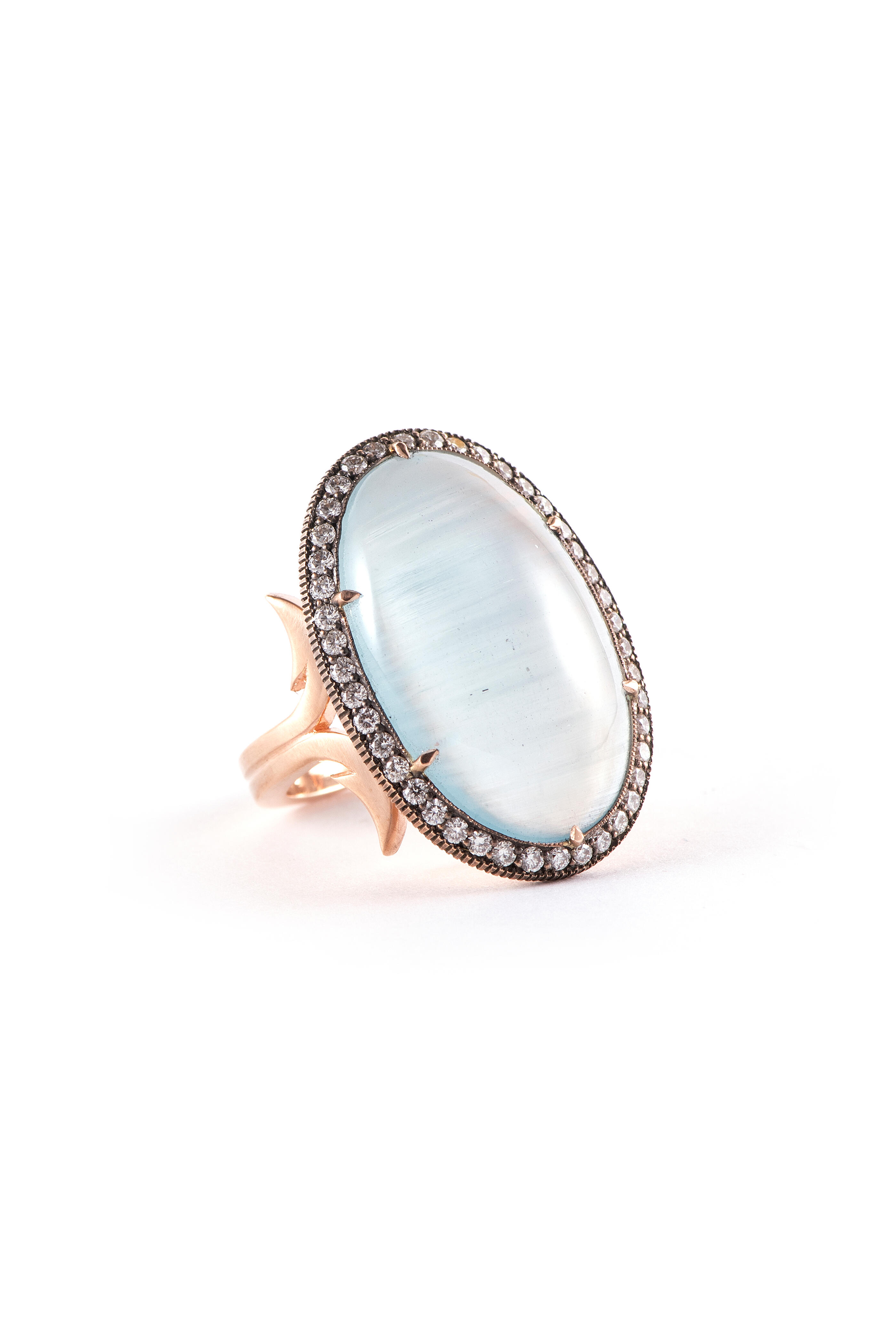 Sylva & Cie - 14k Rose Gold Oval Aquamarine Ring