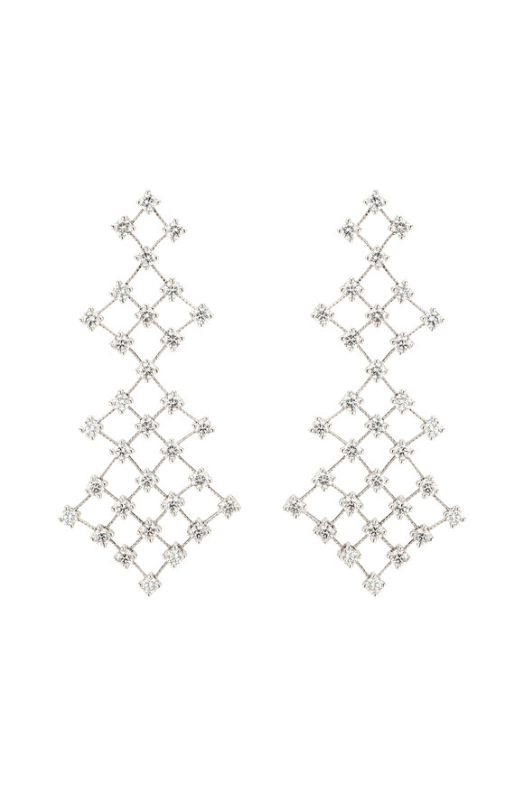 Mellerio 18k White Gold Maglia Large Diamond Decor Earring
