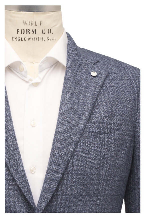 L.B.M. 1911 Petrol Blue Plaid Sportcoat