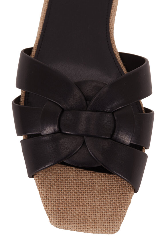 Saint Laurent - Nu Pieds Tribute Black Leather & Canvas Sandal