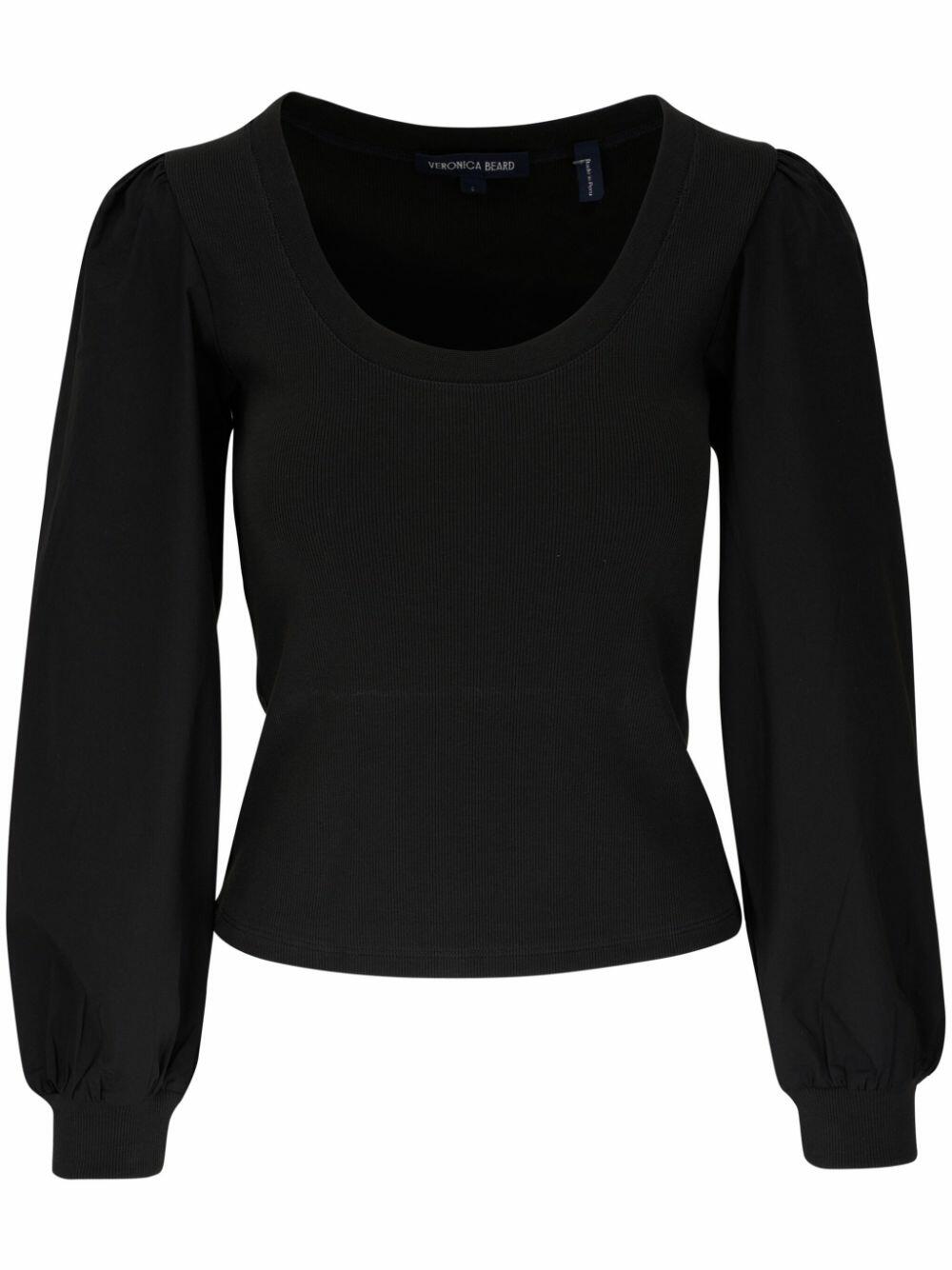 Veronica Beard - Anabel Black Stretch Cotton Blouson Top