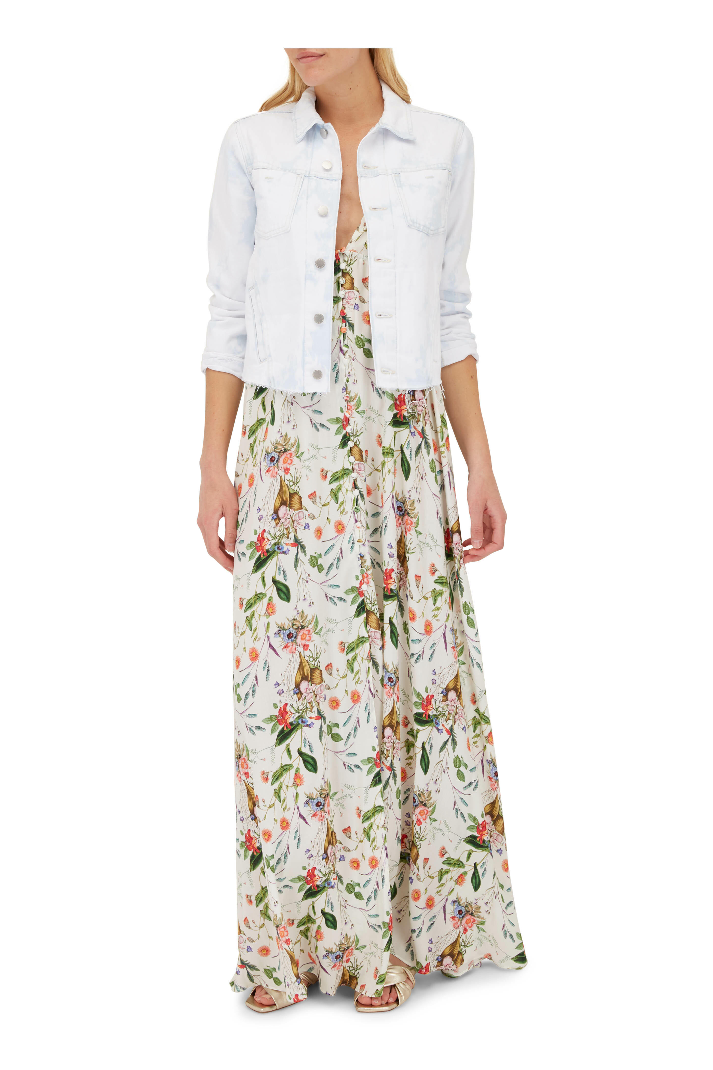 L'Agence - Stefani Ivory Floral Print Maxi Dress