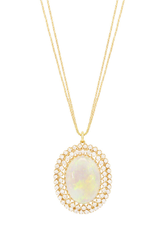 Renee Lewis 18k Yellow Gold Opal & Diamond Necklace - view 2