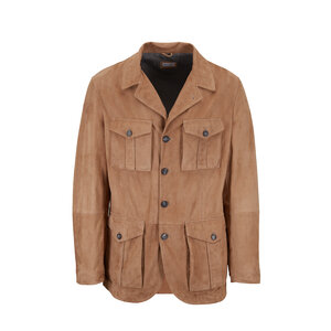 Brunello Cucinelli - Tan Suede Safari Jacket | Mitchell Stores