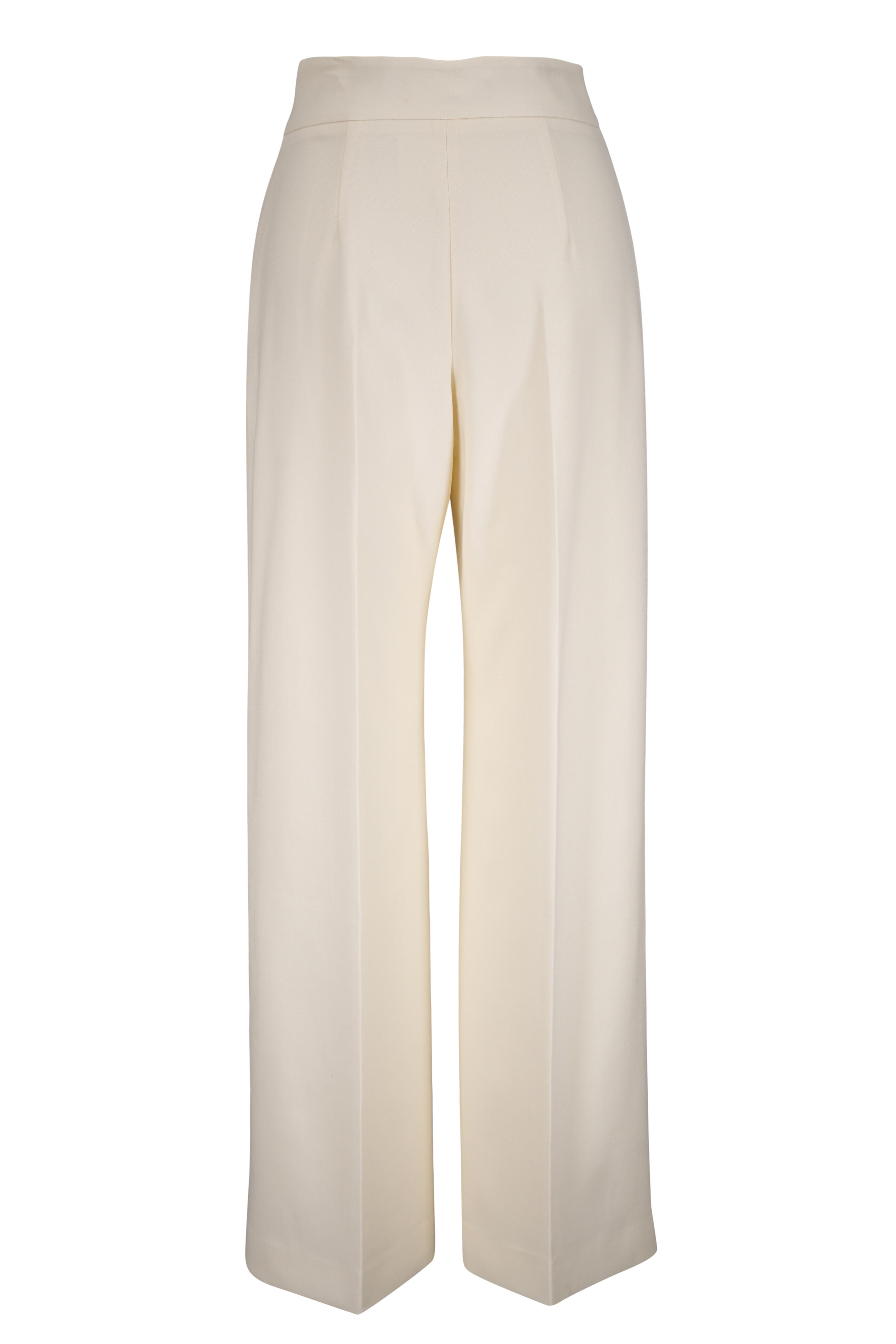 Carolina Herrera - Diane Ivory Stretch Wool Wide Leg Pant