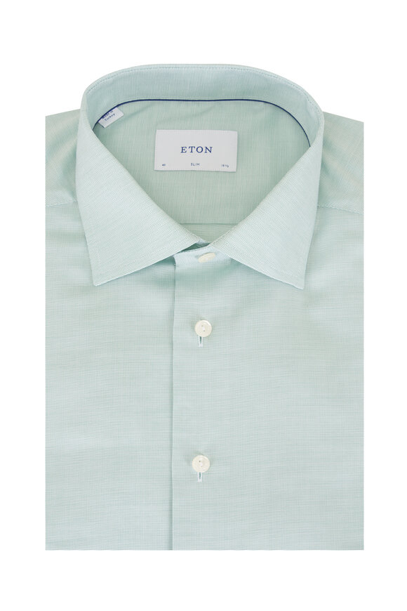 Eton Solid Mint Cotton Dress Shirt